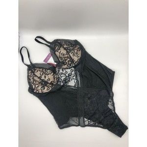 Adore Me Black Scoria Unlined Bodysuit Lingerie Size XL Underwire New With Tag